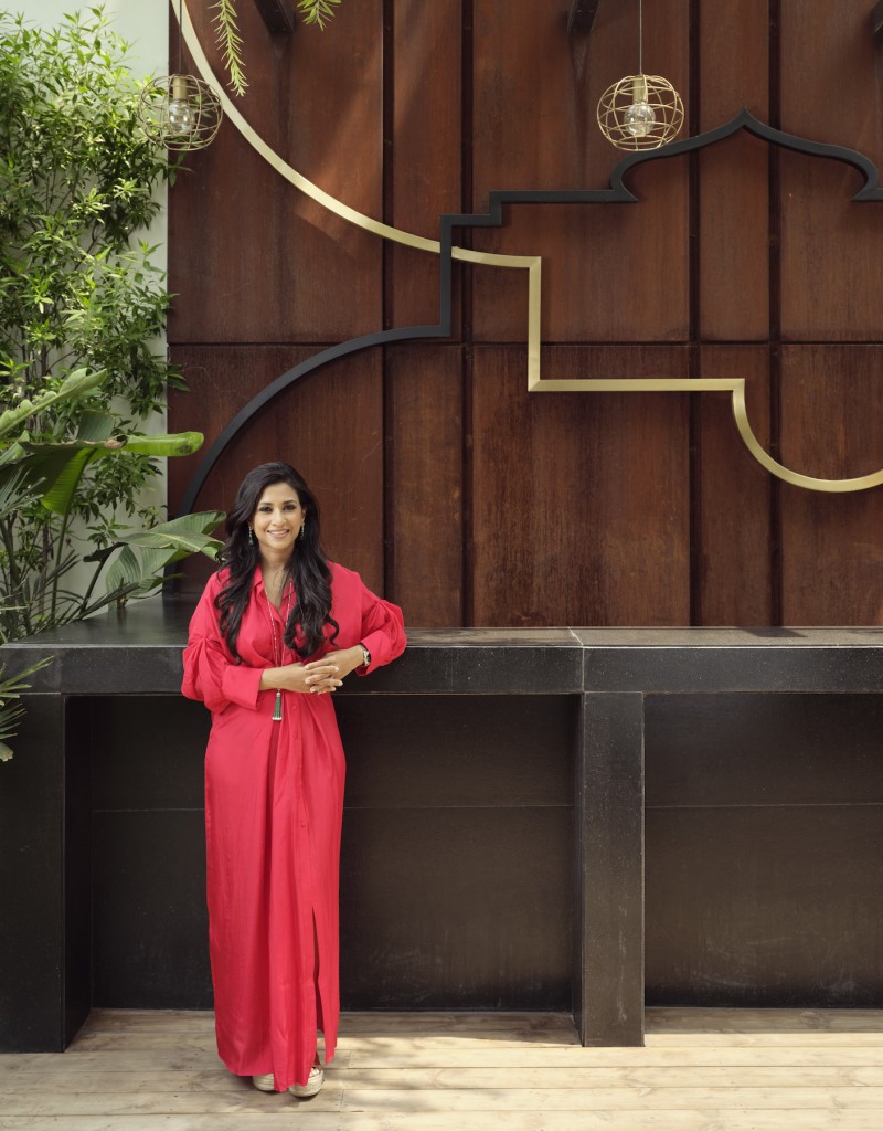 Aparajita Jain with a sculpture by Ayesha Singh. Courtesy of Aparajita Jain